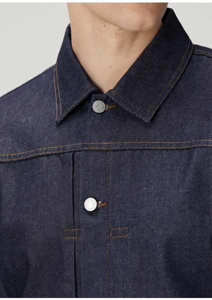Koyu Lacivert Kontrast Dikişli Denim Ceket indirimleri