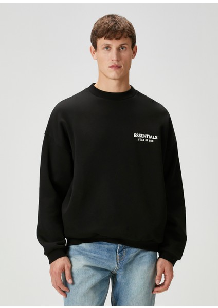 Siyah Logo Baskılı Sweatshirt