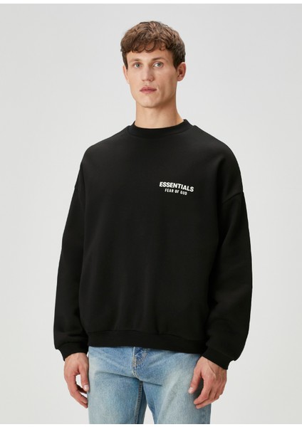 Siyah Logo Baskılı Sweatshirt modelleri