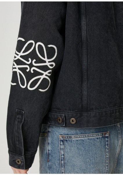 Anagram Siyah Logo Nakışlı Denim Ceket
