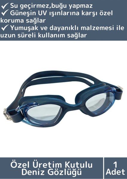 Ayarlanabilir Su Geçirmez Uv Koruma Silikon Deniz Gözlüğü Mavi Kutulu