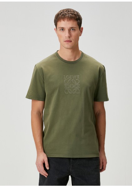 Haki Logo Nakışlı T-Shirt