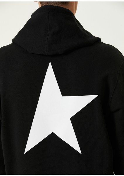 Siyah Beyaz Kapüşonlu Logo Baskılı Sweatshirt indirimleri