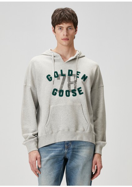 Gri Kapüşonlu Logo Detaylı Sweatshirt