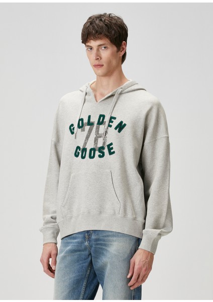 Gri Kapüşonlu Logo Detaylı Sweatshirt modelleri
