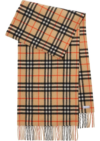 Check Bej Kaşmir Unisex Atkı