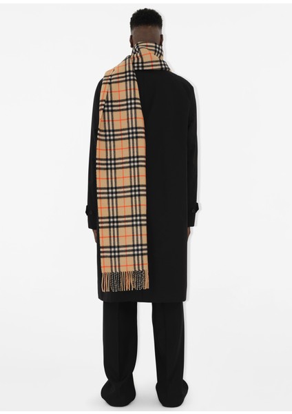 Check Bej Kaşmir Unisex Atkı