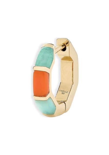 In Her Element Amazonite Mercan Taşlı 14 Ayar Altın Kadın Küpe