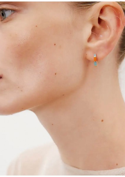 In Her Element Amazonite Mercan Taşlı 14 Ayar Altın Kadın Küpe