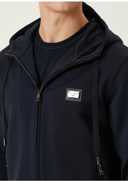 Lacivert Kapüşonlu Fermuarlı Sweatshirt indirimleri
