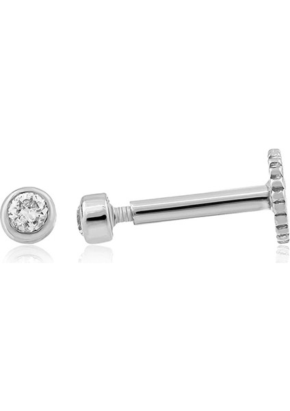 Pırlanta Taşlı 18 Ayar Beyaz Altın Kadın Piercing