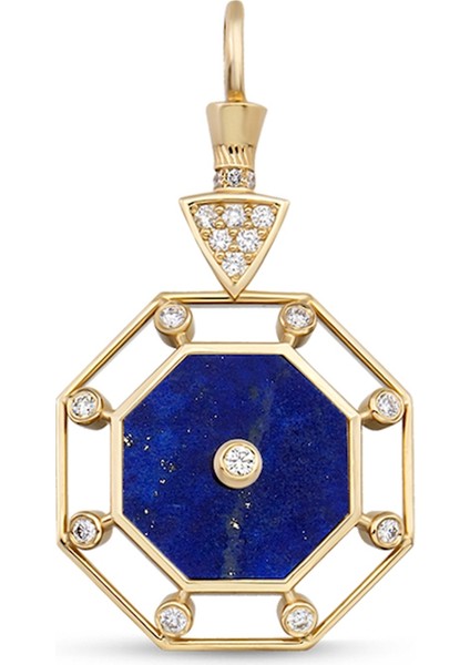 Celeste Lapis Lazuli Taşlı 14 Ayar Altın Kadın Kolye Ucu