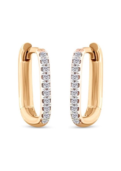 Pırlanta 14 Ayar Rose Gold Kadın Ataç Küpe