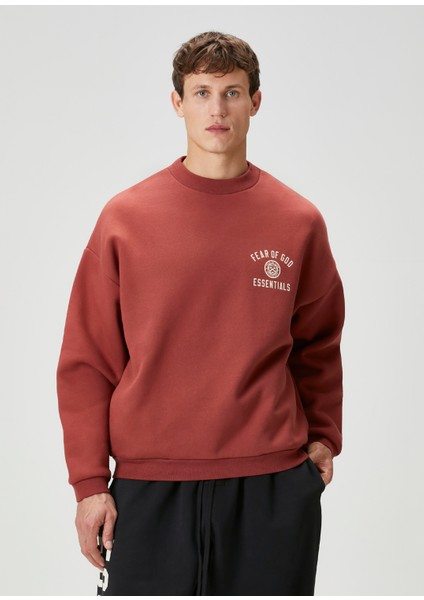 Kırmızı Logo Baskılı Sweatshirt