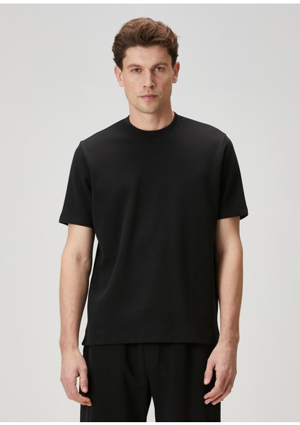 Siyah Kısa Kollu Sweatshirt
