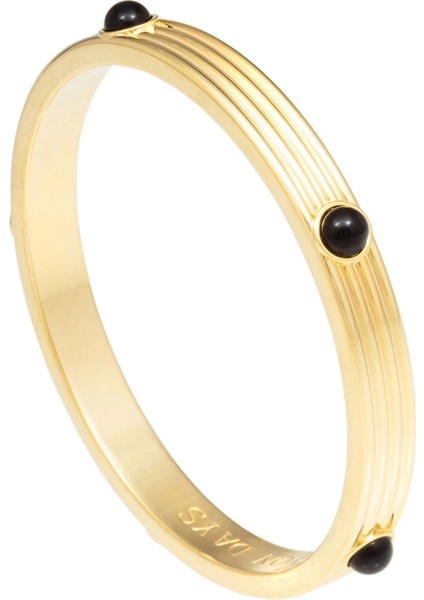 Ribbed Cabochon Siyah Altın Rengi Kadın Bilezik fiyatları