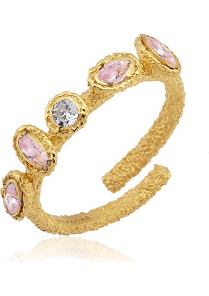 Aurora Swarovski Taşlı 24 Ayar Altın Kaplama Kadın Yüzük
