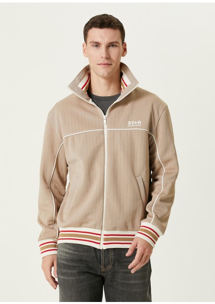 Haki Çizgi Desenli Sweatshirt