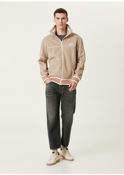 Haki Çizgi Desenli Sweatshirt