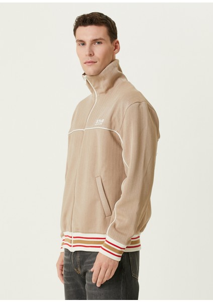 Haki Çizgi Desenli Sweatshirt