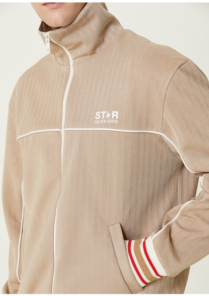 Haki Çizgi Desenli Sweatshirt