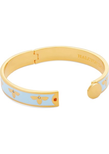 Bee Forget Me Not Gold Hinged 18 Ayar Altın Kaplama Kadın Bileklik