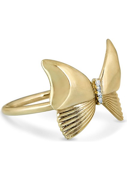 Morpho Beyaz Swarovski Taşlı 14 Ayar Yeşil Altın Kadın Yüzük fiyatları
