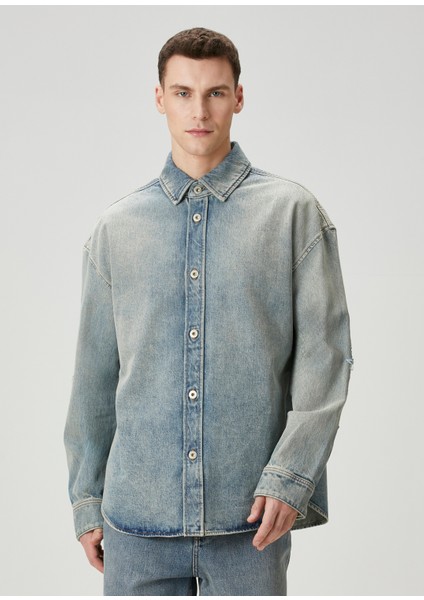 Anagram Mavi Logo Nakışlı Denim Gömlek fırsatları