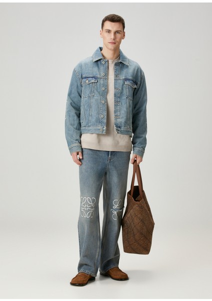 Anagram Mavi Logo Nakışlı Baggy Jean Pantolon