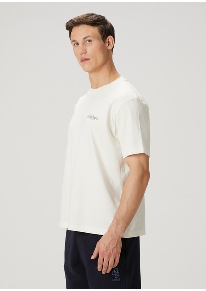 Krem Logo Baskılı T-Shirt modelleri