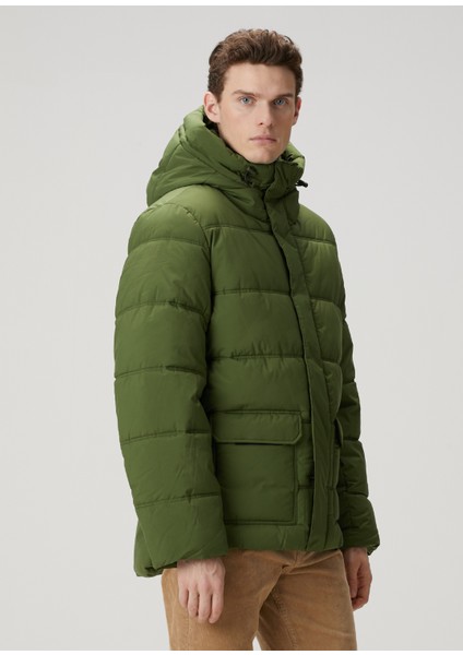 Yeşil Kapüşonlu Puff Mont modelleri