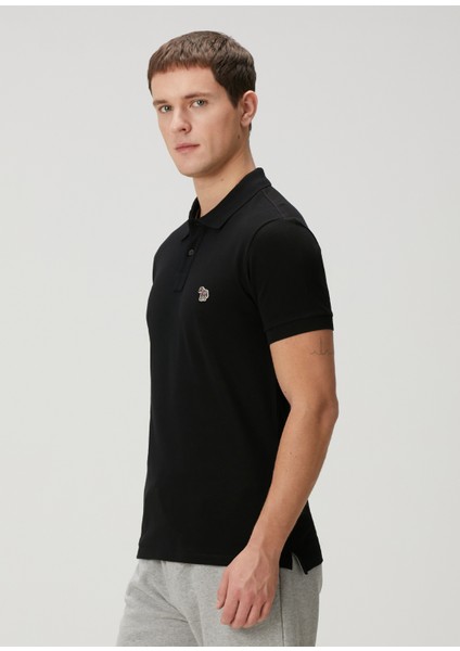 Siyah Polo Yaka Organik Pamuk T-Shirt modelleri