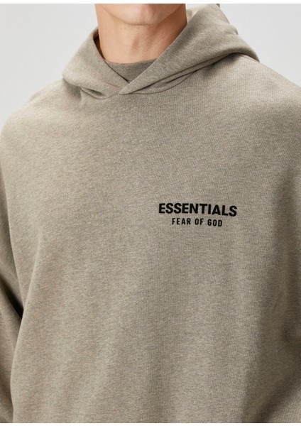 Gri Kapüşonlu Logo Baskılı Sweatshirt indirimleri