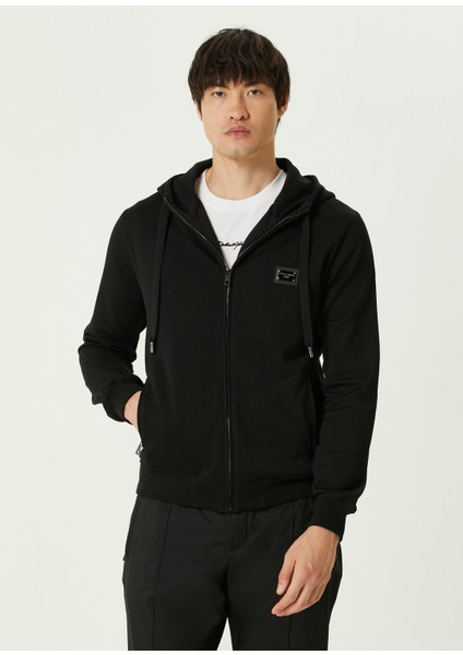 Siyah Kapüşonlu Sweatshirt