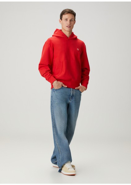 Kırmızı Kapüşonlu Logo Detaylı Sweatshirt fiyatları
