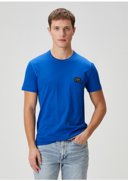 Koyu Mavi Logo Patchli T-Shirt