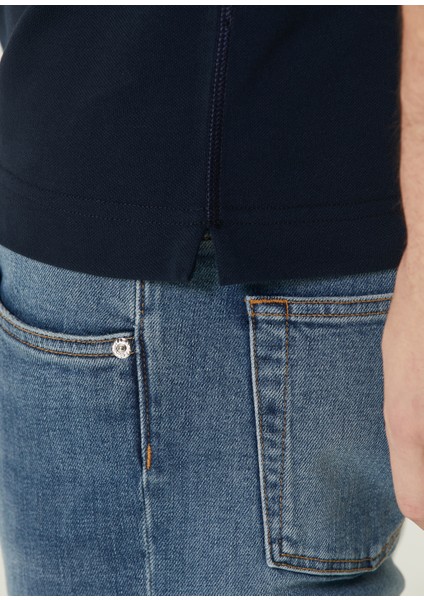 Lacivert Polo Yaka Logo Detaylı T-Shirt