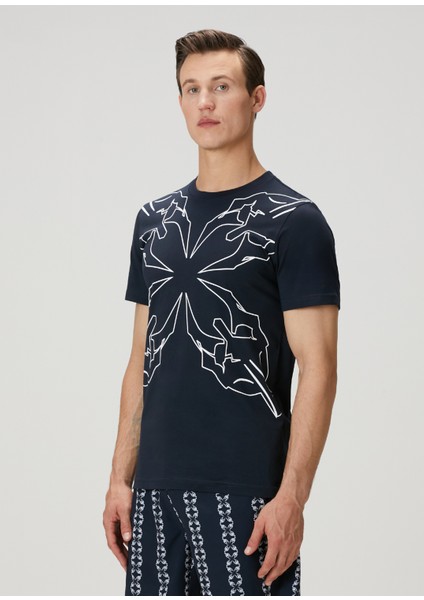 Lacivert Logo Baskılı Basic T-Shirt modelleri