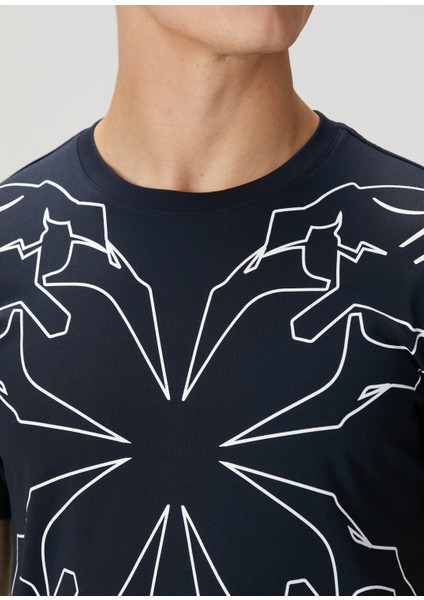 Lacivert Logo Baskılı Basic T-Shirt indirimleri