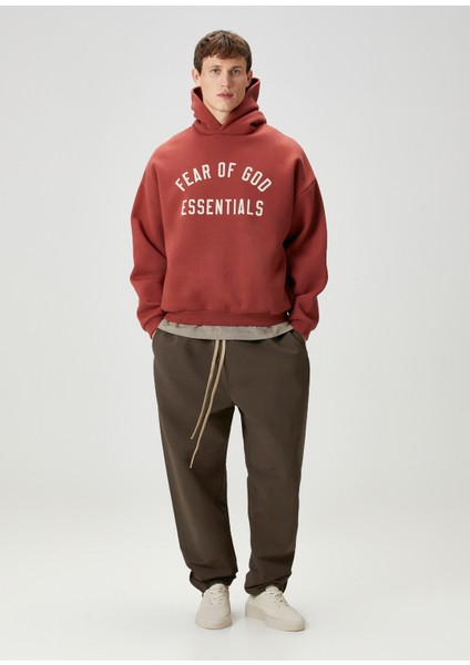 Kırmızı Kapüşonlu Logo Baskılı Sweatshirt fiyatları