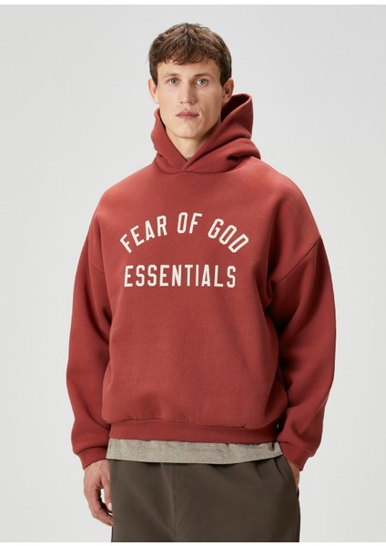 Kırmızı Kapüşonlu Logo Baskılı Sweatshirt modelleri