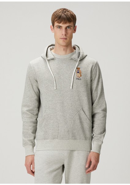 Gri Kapüşonlu Sweatshirt