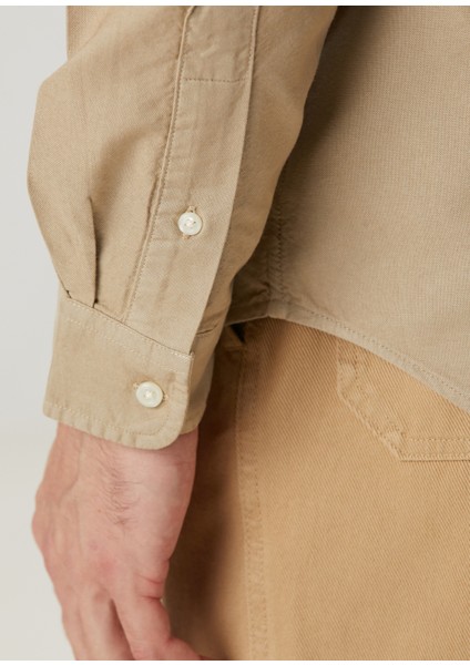 Custom Fit Bej Oxford Gömlek