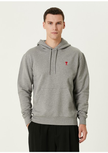 Gri Logo Nakışlı Sweatshirt