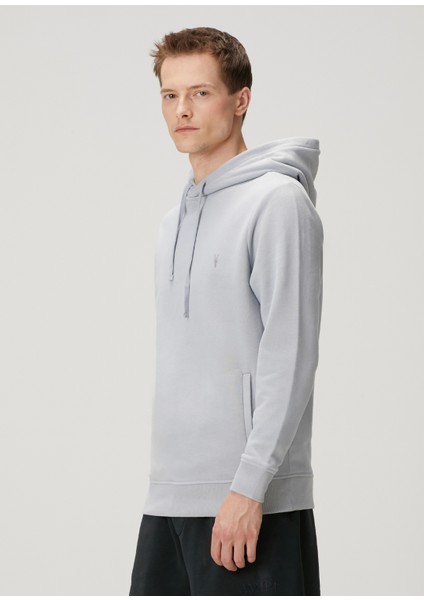Raven Açık Mavi Kapüşonlu Organik Pamuk Sweatshirt