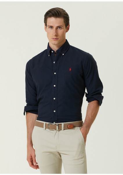 Custom Fit Lacivert Oxford Gömlek