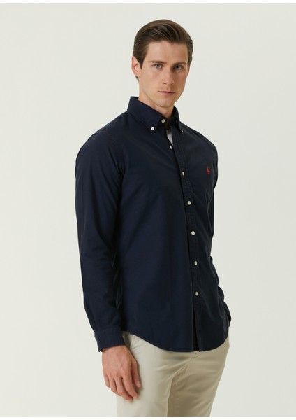 Custom Fit Lacivert Oxford Gömlek