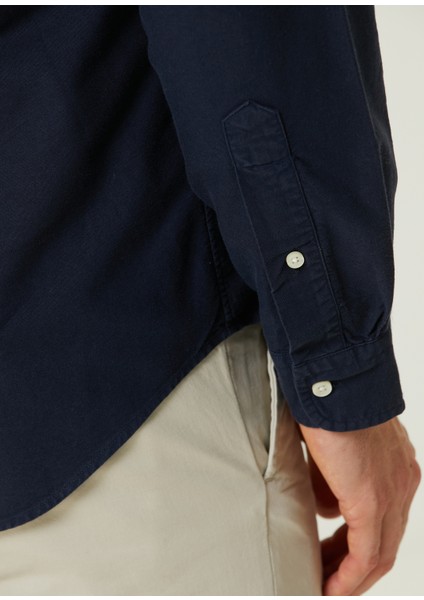 Custom Fit Lacivert Oxford Gömlek