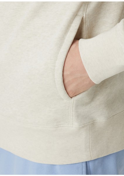 Kırık Beyaz Kapüşonlu Logo Baskılı Sweatshirt