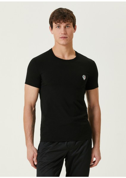Siyah Logo Nakışlı T-Shirt